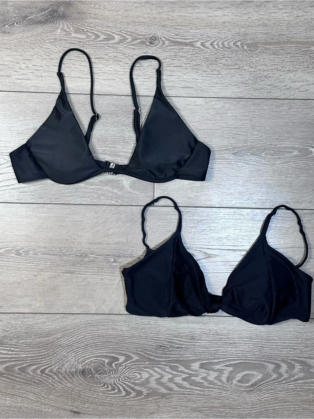 Lot Of 2 Bikini Tops Black Swimwear With Removable Padding & Adjustable Straps